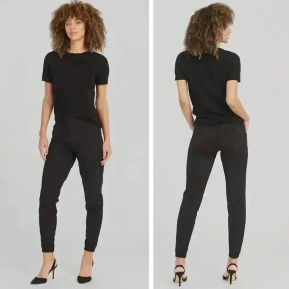 SPANX The Perfect Pant Ankle Joggers Classic Black Ponte Knit Neutral Casual - Picture 1 of 7